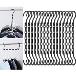Mr. Pen- Space Saving Hangers for Clothes, 16 pcs, Black, Plastic Multi Clothes Hangers Space Saving, 5 Slots, 360° Rotating Hooks