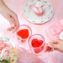 LemonRoad 2 Pcs Valentine Heart Glass Pink Double Walled Mugs Insulated Galentine Coffee Mugs with Handle Glass Cups for Coffee Milk Valentine's Day Gift Mother's Day Gifts 8.5 Oz/ 250 ml