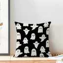CXMEIFLY Halloween Decor Pillow Covers 18x18 Inch Set of 2 Black and White Ghost Boo Throw Pillows for Couch Happy Halloween Indoor Outdoor Farmhouse Decorative Cushion Case for Sofa Bed Decorations