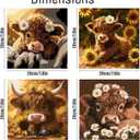 uuxsretaio 4 Pack Framed Paint by Numbers for Adult, Highland Cow Paint by Number for Adults Framed Canvas, DIY Cow Acrylic Painting on Canvas for Home Wall Art Decor 8 x 8 Inch
