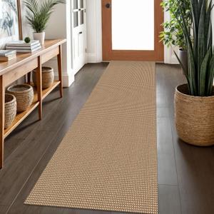 Braided Runner Rug 2x7 Ft Washable Runners for Hallways Non Slip Kitchen Runner Rug Cotton Entryway Runner Indoor, Woven Floor Carpet for Hall Kitchen Bedroom, Orange/Tan/Brown