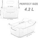 Tiawudi 12 Pack Plastic Storage Bins, Multi-Use Organizer Bins, Pantry Organizer, Clear Storage Containers for Home, Kitchen, Office, Cabinet, Shelf and Fridge Organization, 10.5" X 7.2" X 4.5"