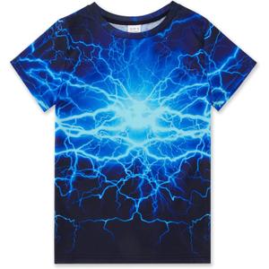 Funnycokid Boys Girls Shirts Graphic T-Shirt Neon Clothes Kids Novelty Youth Short Sleeve Animal Print Tees 4-16 Years