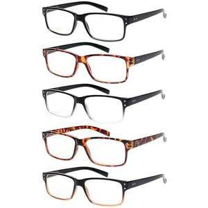 NORPERWIS Reading Glasses 5 Pairs Quality Readers Spring Hinge Glasses for Reading for Men and Women (5 Pack Mix Color, 5.00)