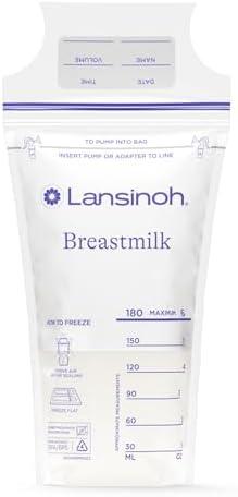 Lansinoh Breastmilk Storage Bags, 200 Count Value Pack, Baby Essentials, Fast Freeze & Thaw Breast Milk Bags for Baby Bottle Feeding, Superior Strength & Stretch, 6 Ounce