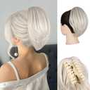 Claw Clip Ponytail Extension - 10 Inch Short Ponytail Extension, Straight Pony Tails Hair Extensions, Synthetic Hair Extensions Ponytail, Clip On Ponytails for Women (Color: Platinum Blonde)