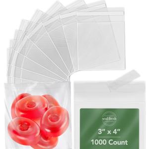 Seal Fresh Self Sealing Cellophane Bags - 3" x 4" (1000 Count) - Clear Plastic Resealable Cello Bag - Cellophane Treat Bags, Cookie Bags for Packaging, Candy bags, Cello Bags, Pastry Bags