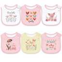 Maiwa 6 Pack Cotton Baby Bibs for Girls Boys with Waterproof layer for Drooling Eating teething with Snaps