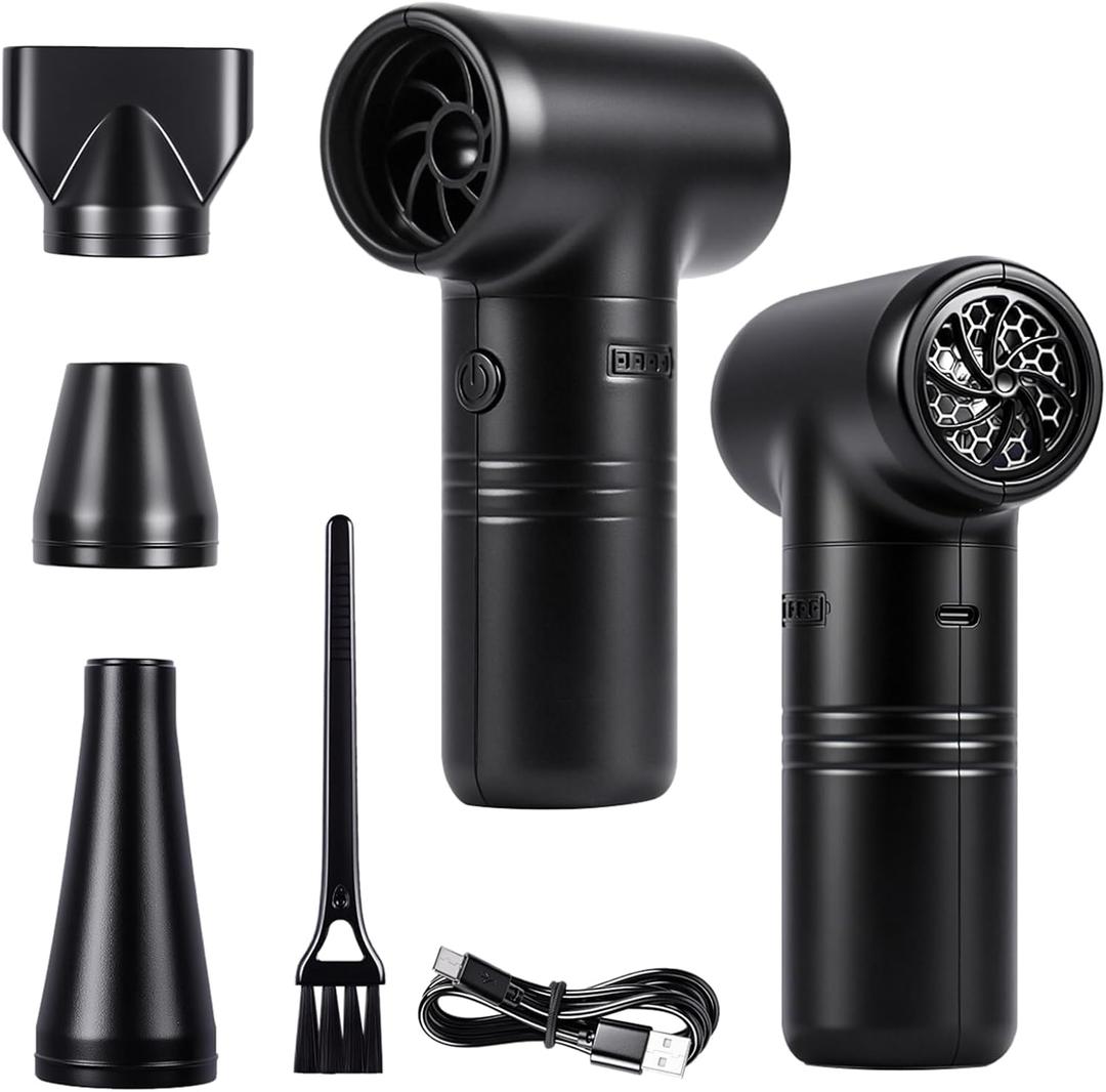 Compressed Air Duster-A Handy Super Power Electric Air Duster with Brushless Motor for Lower Noise and 3-Gear Adjustable Blower, Dust Blower for Computer, Keyboard, House, Outdoor and Car