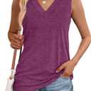 WIHOLL Tank Tops for Women Summer V Neck T Shirts Trendy Sleeveless Basic Tees Fashion Clothing (M)