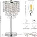 Touch Control Crystal Table Lamp with USB C+A Charging Ports, 3-Way Dimmable Bedside Touch Lamp Decorative Nightstand Lamp with Elegant Lampshade for Living Room Bedroom, B11 LED Bulb Included