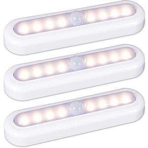 STAR-SPANGLED 3 Pack 7 Motion Sensor Lights Indoor Battery Operated, Stick on LED Light for Closet, Stairs, Under Cabinet, Warm White