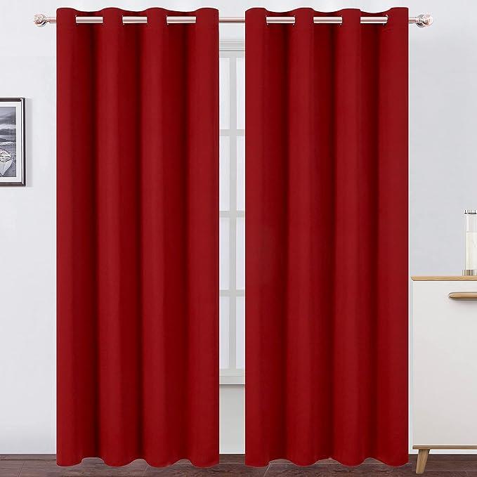 2Pcs Red Curtains 62x62Inc