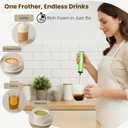 Rechargeable Milk Frother, Electric Coffee Foamer, Handheld Drink Mixer for Latte, Cappuccino, Coffee, Eggs, Hot Chocolate, Protein,Green