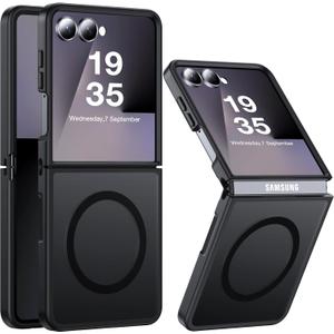 FNDMIL NO.1 Magnetic for Samsung Galaxy Z Flip 7 Case Compatible with MagSafe [Military Grade Drop Tested][Translucent Matte][AntiFingerprint] Soft Silicone Bumper for Samsung Flip 7 Case Slim,Black