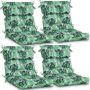 Geelin 4 Pcs High Back Patio Chair Cushion Indoor Outdoor Seat Chair Cushions Back Tufted Patio Rocking Pads Weather Replacement for Furniture (Green), About 112 X 53 X 10 Cm