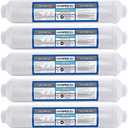 Hydronix 5 Pack ICF-10 Reverse Osmosis Post Polishing, Fridge & Ice Inline Coconut GAC Water Filter, 2000 Gal 1/4" NPT