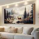 KELIYUAN Large Canvas Wall Decor For Living Room Wall Art For Bedroom Office Murals Landscape Painting Of Elk Mountain Wall Pictures Restaurant Room Modern Wall Home Decoration Wood Framed 24"X48"