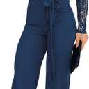 CHICME Womens Dressy Jumpsuits Casual One Piece Outfits Off Shoulder Lace Trim Overalls Straight Leg Pants (Blue, M)