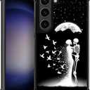 Compatible with Samsung Galaxy S23 Case,Flexible Shock-Absorbing Silicone TPU Silicone for Samsung Galaxy S23 Farewell Skeleton Butterfly Under The Black Moonlight Pattern