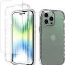 Case for iPhone 14 Pro Max Case with Tempered Glass Screen Protector, Soft 360 Full Body Shockproof Hybrid Bumper Crystal Clear Case Cover for iPhone 14 Pro Max 6.7" (Clear)