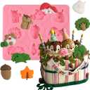 1 Pcs Squirrel Hazelnut Candy Fondant Mold, Ginkgo Maple Leaf Cake Decoration Silicone Mold, for Forest Theme Party Cake Decoration Cupcake Topper Chocolate Cookie Dough UV Resin Clay