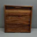 14 x14   Square Wood Tray, Generously Acacia Serving Trays for Large Ottoman Coffee Table, Giant Square Shape Sofa Tray with Handles, Kitchen Organizer Storage Trays Huge Counter Serveware