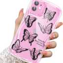 2 x Compatible for iPhone 11 Case, Pretty Butterfly Print Three-Dimensional Wave Clear Case for Girls Women, Soft Full Package Anti-Fall Cover for iPhone 11, Black Butterfly