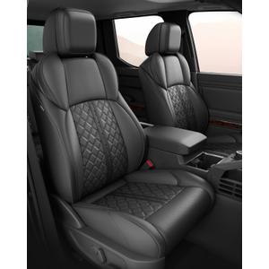 Custom Seat Covers for Tacoma 4th Gen 2024 2025 2026 Double Cab SR5/TRD Sport/TRD Off-Road/SR Full Set with Console Covers, Waterproof Leather Back and Front Seat Protectors Black