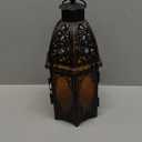 NEEDOMO 12.8'' Moroccan Lanterns Decorative Indoor & Outdoor, Vintage Christmas Candle Holder, Metal Lanterns Decorative, Table, Patio, Porch, Shelf, Christmas Spring Halloween Home Decor (Amber) (Large)