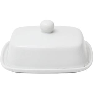 Butter Dishwith Lid for Countertop, Ceramics Butter Keeper Holder With Airtight Cover,Butter Container for Counter or Fridge, White Butter Holder