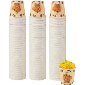 Tamone 300 Pack Thanksgiving Cups 3 oz Bathroom Cups, Small Paper Cups, Mouthwash Cups, Disposable Paper Cups,3oz Pumpkin Paper Cups for Party, Picnic, BBQ, Travel, Home and Event (Light orange)