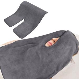 SINLAND Microfiber Esthetician Towels for Facials Mask Removing Face Wrap Soft Facial Cloth with Split Design Spa Towels for Facial Steam Massage and Cleansing (1 Count (Pack of 3), Grey)