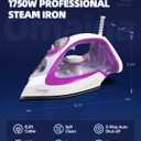 Omaiga Steam Iron for Clothes, 1750W Fast Heating with Powerful Steam, 15.21oz/450ml Large Water Tank, Ceramic Soleplate, Anti-Drip, Self-Cleaning, 3-Way Auto Shut Off for Home Laundry