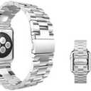 Solid Stainless Steel Band Compatible with Apple Watch 41mm/40mm/38mm, Metal Strap for iWatch Series Ultra/Ultra2/10/9/8/7/6/5/4/3/2/1 SE Women and Men (Silver 38mm/40mm/41mm)