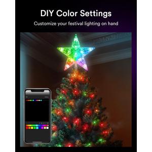 Lumary Christmas Tree Topper 7.6 Inch, Color Changing Xmas Star with Bluetooth App/Remote Control, 80+ Scenes & Music Sync, Multicolor RGB Christmas Tree Decor for Holiday