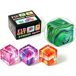 1 Pack Fidget Toys Squishy Stress Cube, Stress Balls for Kids Adults Squishies Stress Relief, Ice Sugar Sensory Toys for Kids with Autism, Fidgets for Classroom Prize Toys(Green,1 Pack)