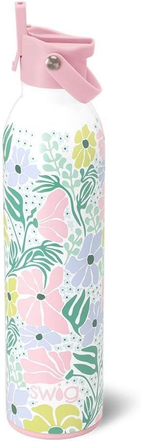 Swig Life 26oz Insulated Water Bottle, Travel Water Bottle with Straw and Lid, Cup Holder Friendly, Stainless Steel (Garden Party)