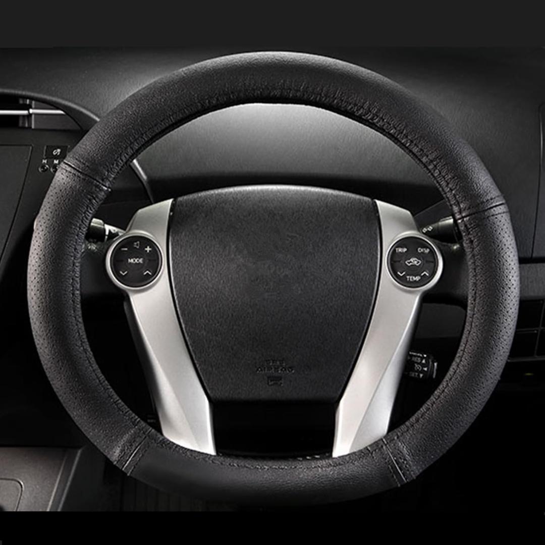 Customized for Toyota Prius Microfiber Leather Steering Wheel Cover for Prius C Aqua 2010 2011 2012 2013 2014 2015 2016 2017 2018 2019 Black Car Special Design YR01B