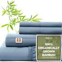 Bedsure 100% Organically Grown Bamboo Viscose Sheets - 18 Inches Deep Pocket Sheets with Elastic Corner, King Size Sheets Set, Ultra-Soft, Silky & Cooling Bedsheets, Oeko-Tex, 4 Pieces, Mineral Blue