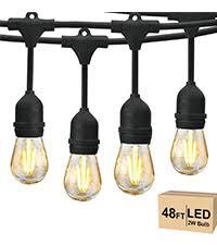 Svater 192 FT Outdoor String Lights 2W, Patio Light for Outside with 64 Antique S14 Plastic LED Bulbs, IP65 Waterproof Hanging Cafe Market Lighting, ETL-Listed Dimmable Warm White (48 FT x 4)
