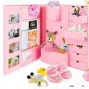 Baby Keepsake Box - Baby Memory Box - Baby Boy Girl Keepsake Box Tins Memory Box Pregnancy Baby Bubbs Storage Box Baby First Year Box Library Baby All-in-One Organizer Pink