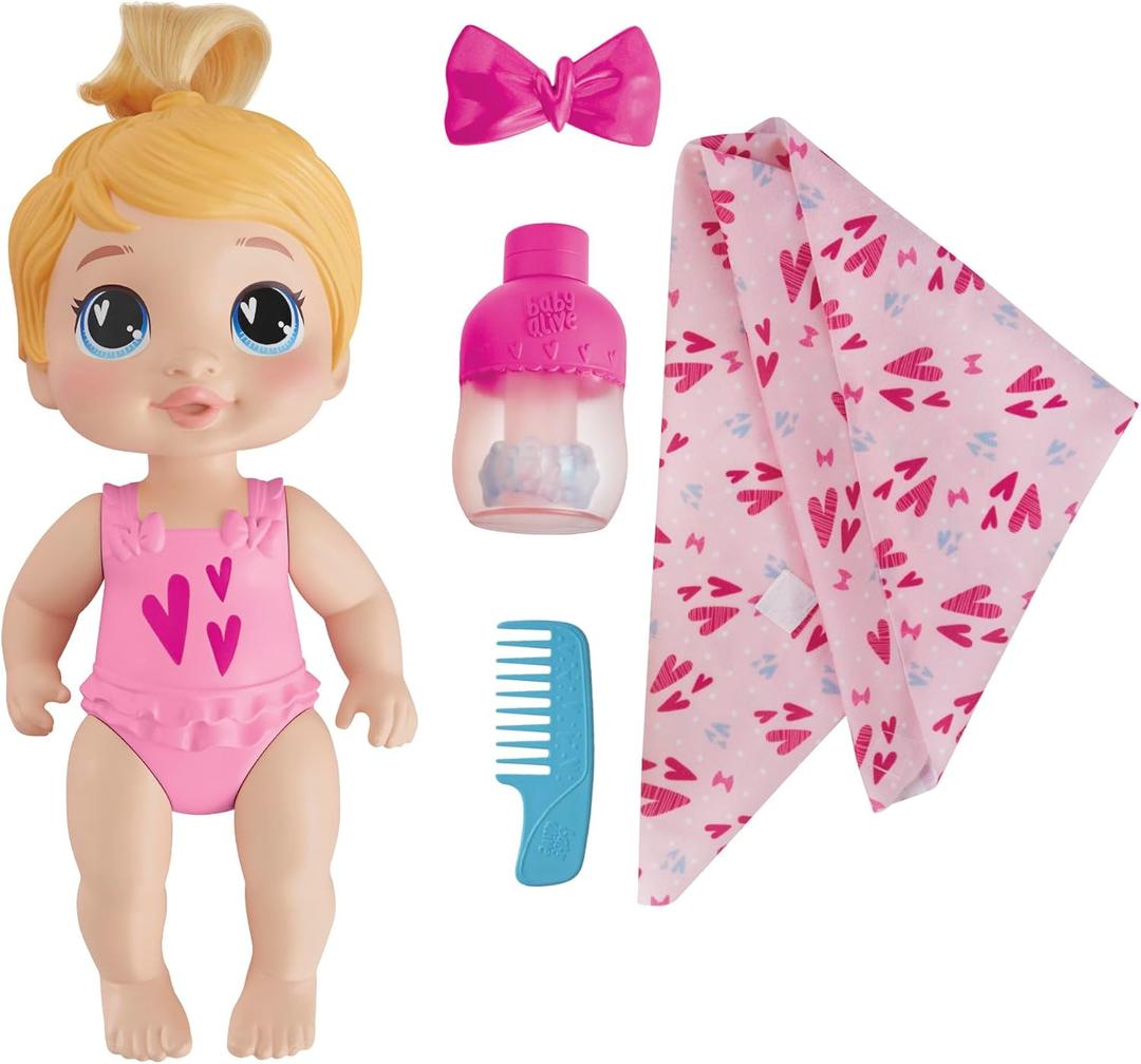 Baby Alive Shampoo Snuggle Harper Hugs Blonde Hair 11 Inch Water Baby Doll Playset, Toys for 3 Year Old Girls & Boys & Up