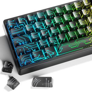 XVX Black PCB-Vision Shine Through Keycaps, Backlit Custom Keycap Set with OEM Profile, Side Printed Keyboard Key caps Suitable for 60% 65% 75% 80% 96%100% MX Switches Mechanical Keyboard