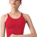 Redqenting Longline Sports Bra for Women with Removable Padded,Sexy Criss Cross Back Strappy Yoga Bras Workout Tank Tops (Large)