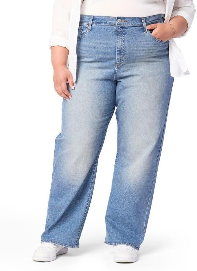 Levi Strauss Signature Women's Heritage High-Rise Loose Straight Jeans Stretch Denim (Luna) 24 Plus Levi Strauss Signature Women's Heritage High-Rise Loose Straight Jeans Stretch Denim (Luna) 24 Plus