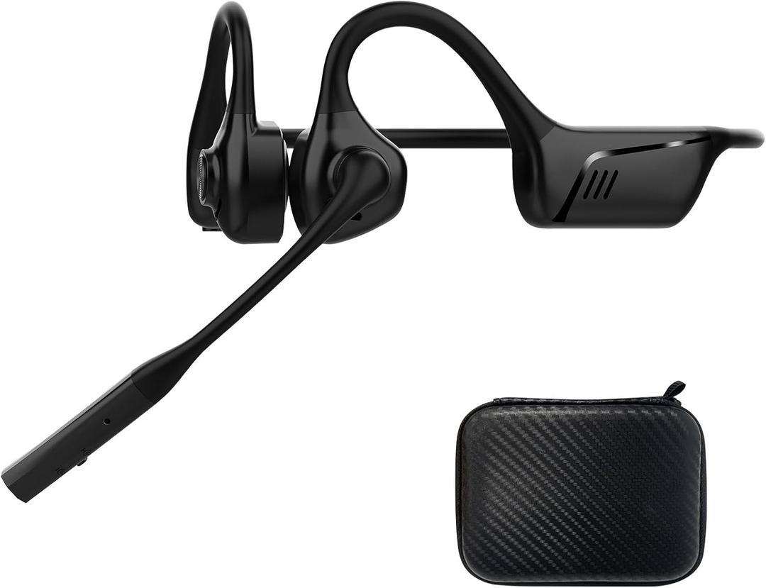 Open Ear Bluetooth Headphones with Microphone, Noise Cancelling Wireless Headset with Mute Button, Supports aptX/aptX-LL/aptX-HD, Designed for Meeting, Home Office,Driving -Not Bone Conduction (Grey)