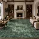 Green Area Rug 8x10 for Living Room Bedroom, Washable Non-Slip Rug
