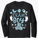 Gender Reveal Team Boy Long Sleeve T-Shirt Size 2XL Black