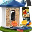 PeckCam Bird Feeder with Camera with AI Identify 10000+ Birds Species, 3 Solar Panels, 2K Live View, Instant Arrival Alerts, Smart Bird House with Cam, Gift for Bird Lovers (Blue)